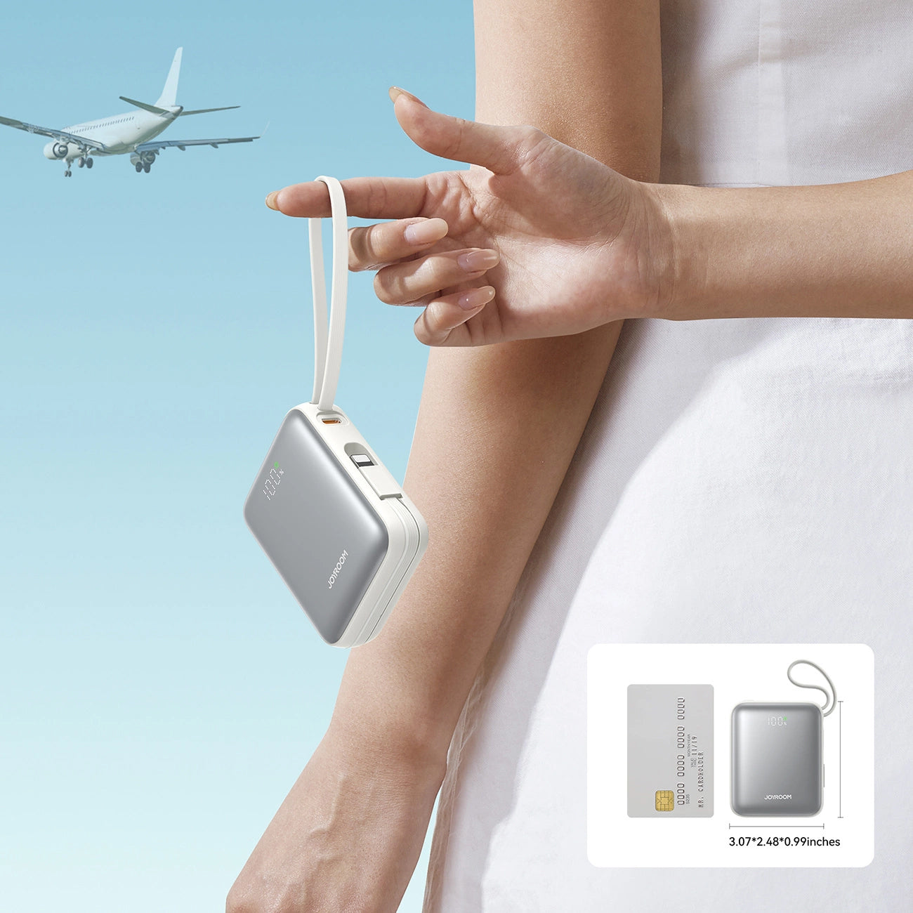 Batería Externa Joyroom JR-PBF27, 10000mAh, 22.5W, PD, 1 x Lightning - 2 x USB-C, Blanca