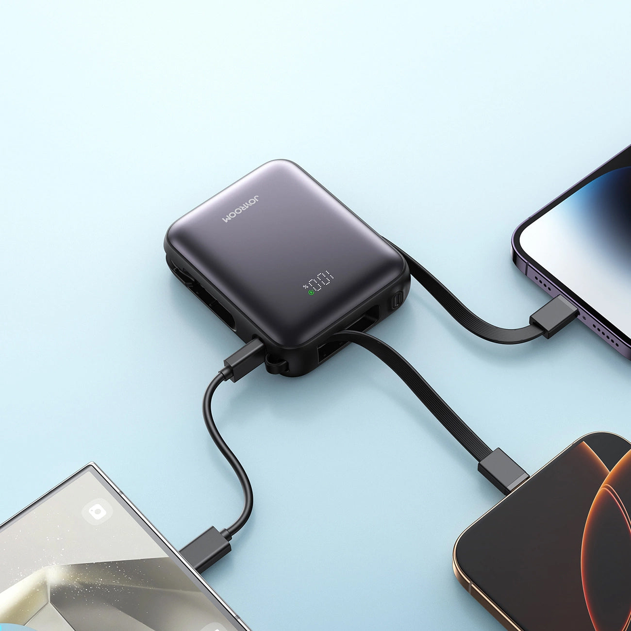 Batería Externa Joyroom JR-PBF27, 10000mAh, 22.5W, PD, 1 x Lightning - 2 x USB-C, Negra
