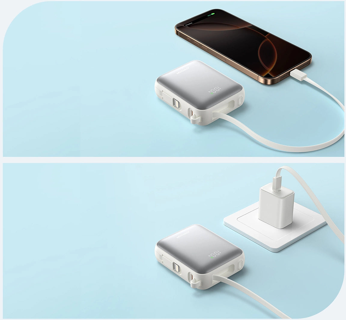 Batería Externa Joyroom JR-PBF27, 10000mAh, 22.5W, PD, 1 x Lightning - 2 x USB-C, Blanca