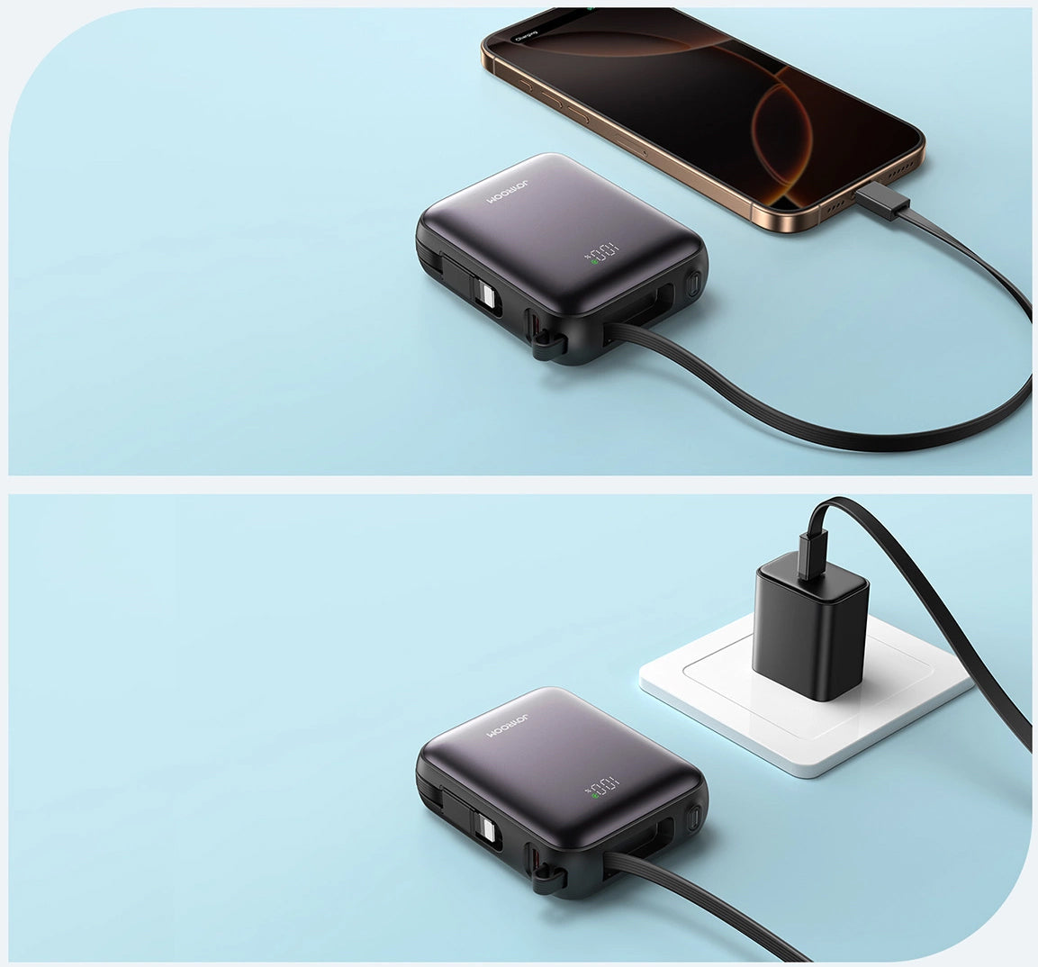 Batería Externa Joyroom JR-PBF27, 10000mAh, 22.5W, PD, 1 x Lightning - 2 x USB-C, Negra