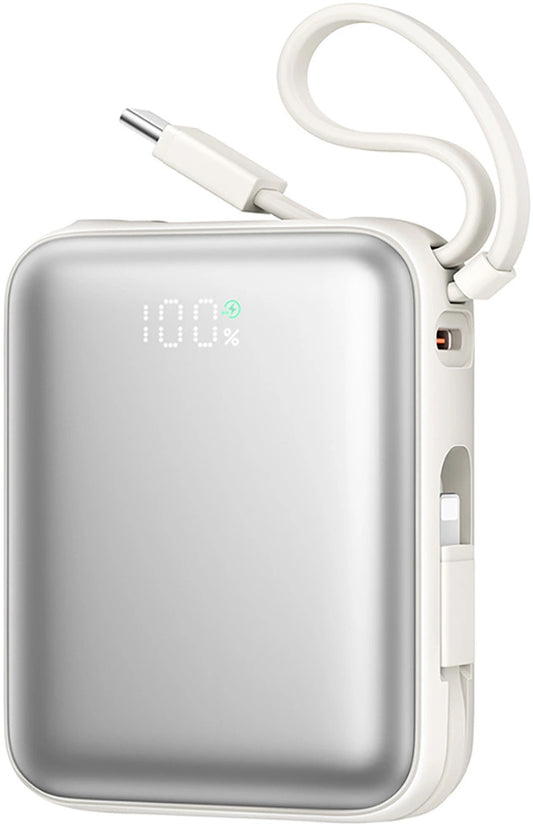 Batería Externa Joyroom JR-PBF27, 10000mAh, 22.5W, PD, 1 x Lightning - 2 x USB-C, Blanca
