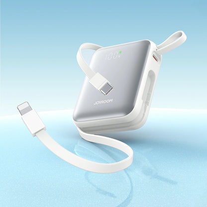Batería Externa Joyroom JR-PBF27, 10000mAh, 22.5W, PD, 1 x Lightning - 2 x USB-C, Blanca