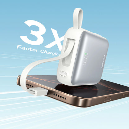 Batería Externa Joyroom JR-PBF27, 10000mAh, 22.5W, PD, 1 x Lightning - 2 x USB-C, Blanca