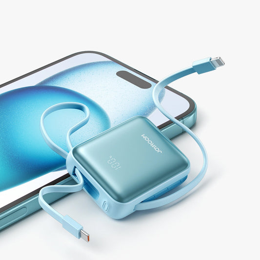 Batería Externa Joyroom JR-PBF27, 10000mAh, 22.5W, PD, 1 x Lightning - 2 x USB-C, Azul