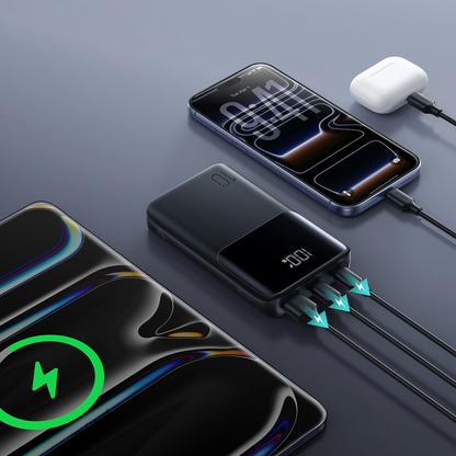 Batería Externa Joyroom JR-QP191, 10000mAh, 22.5W, QC + PD, 1 x USB-A - 2 x USB-C, Negra