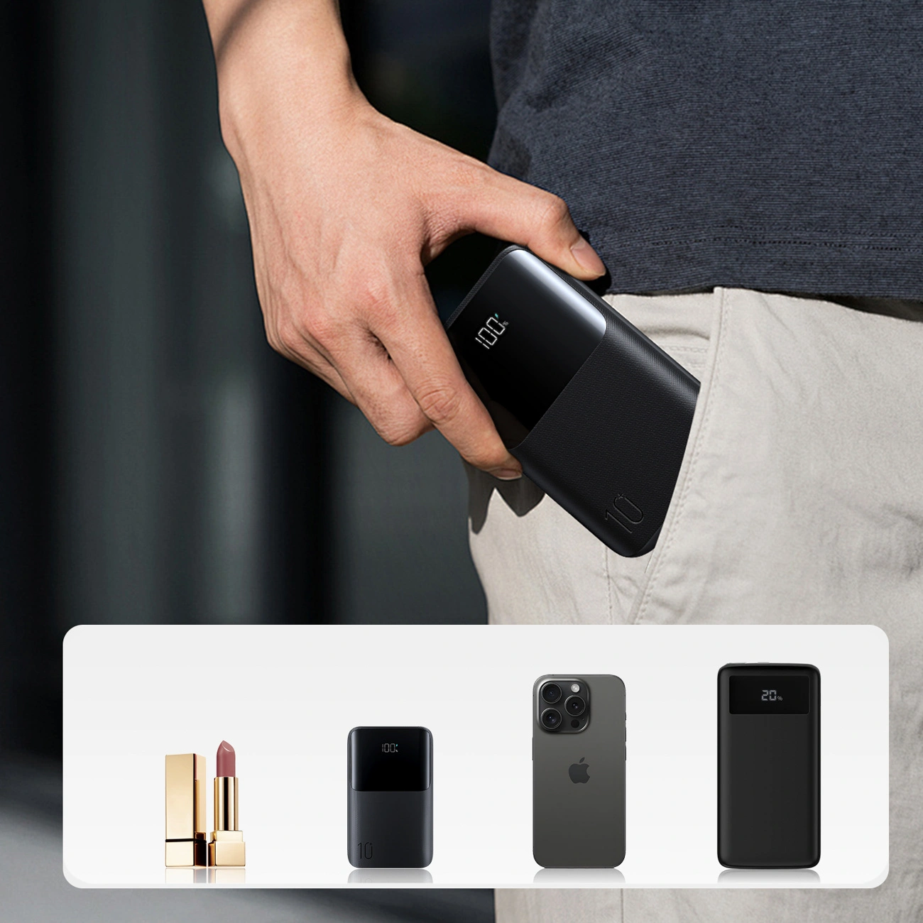 Batería Externa Joyroom JR-QP191, 10000mAh, 22.5W, QC + PD, 1 x USB-A - 2 x USB-C, Negra