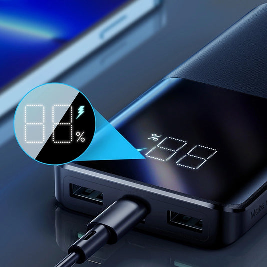 Batería Externa Joyroom JR-QP191, 10000mAh, 22.5W, QC + PD, 1 x USB-C - 2 x USB-A, Negra