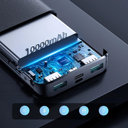 Batería Externa Joyroom JR-QP191, 10000mAh, 22.5W, QC + PD, 1 x USB-C - 2 x USB-A, Negra