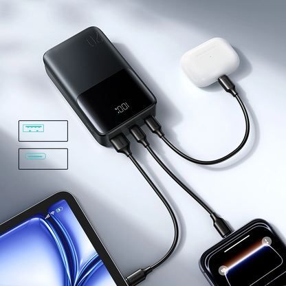 Batería Externa Joyroom JR-QP192, 20000mAh, 22.5W, QC + PD, 1 x USB-A - 2 x USB-C, Negra