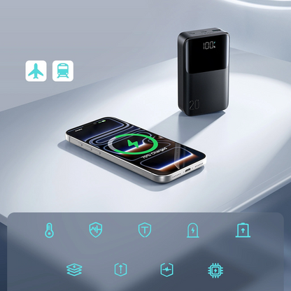 Batería Externa Joyroom JR-QP192, 20000mAh, 22.5W, QC + PD, 1 x USB-A - 2 x USB-C, Negra