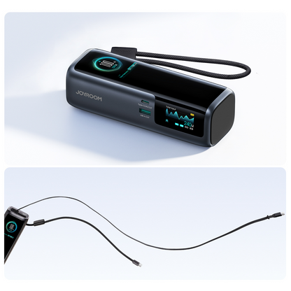 Batería externa Joyroom PODIX PR70, 25000 mAh, 240 W, QC + PD, 1 x USB-A - 3 x USB-C, negra
