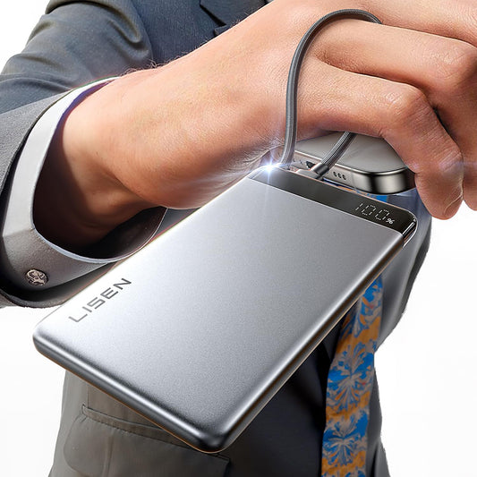 Batería Externa Lisen, 10000mAh, 22.5W, PD, 2 x USB-C, Gris