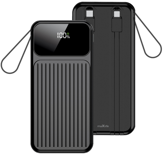 Batería Externa MaXlife MXPB-06, 10000mAh, 22.5W, QC + PD, 1 x Lightning - 2 x USB-A - 2 x USB-C, Negra