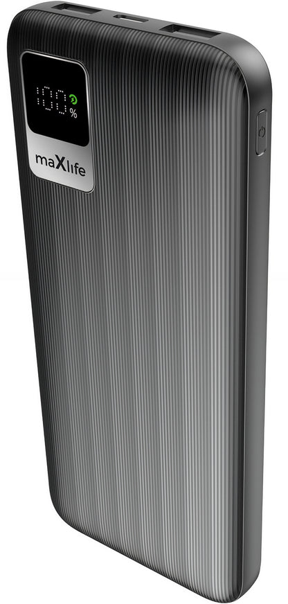 Batería Externa MaXlife MXPB-07, 10000mAh, 10W, 2 x USB-A, Negra