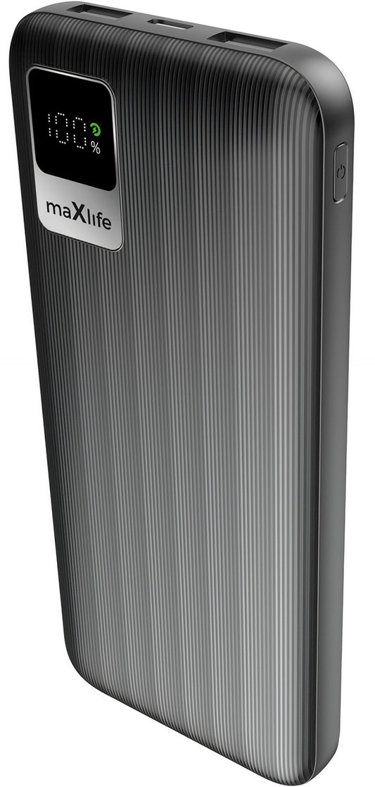 Batería Externa MaXlife MXPB-07, 10000mAh, 10W, 2 x USB-A, Negra