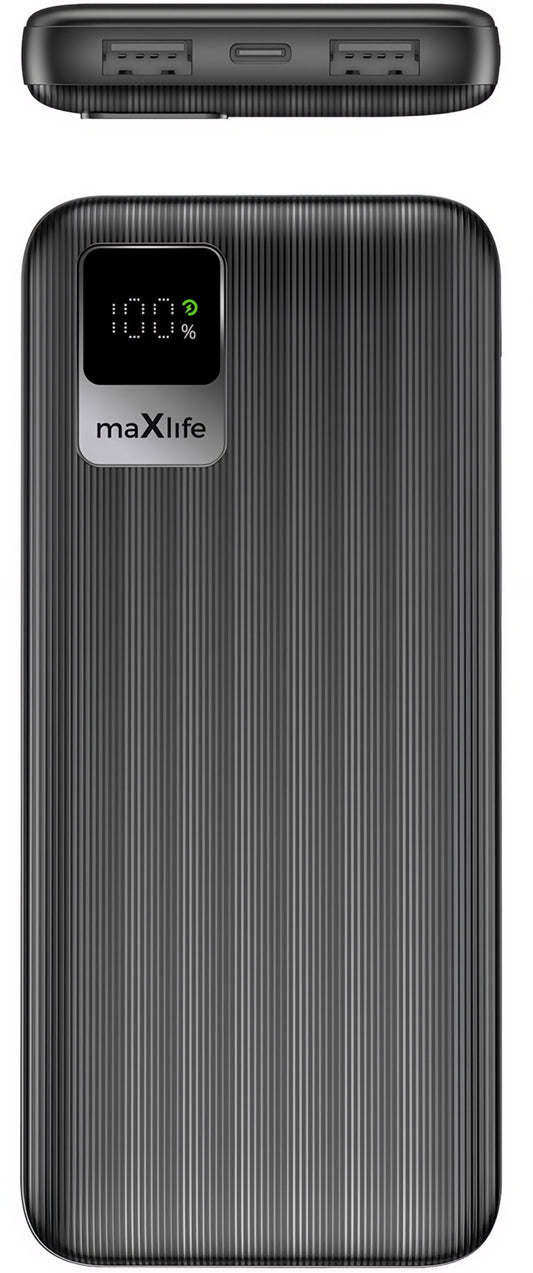 Batería Externa MaXlife MXPB-07, 10000mAh, 10W, 2 x USB-A, Negra