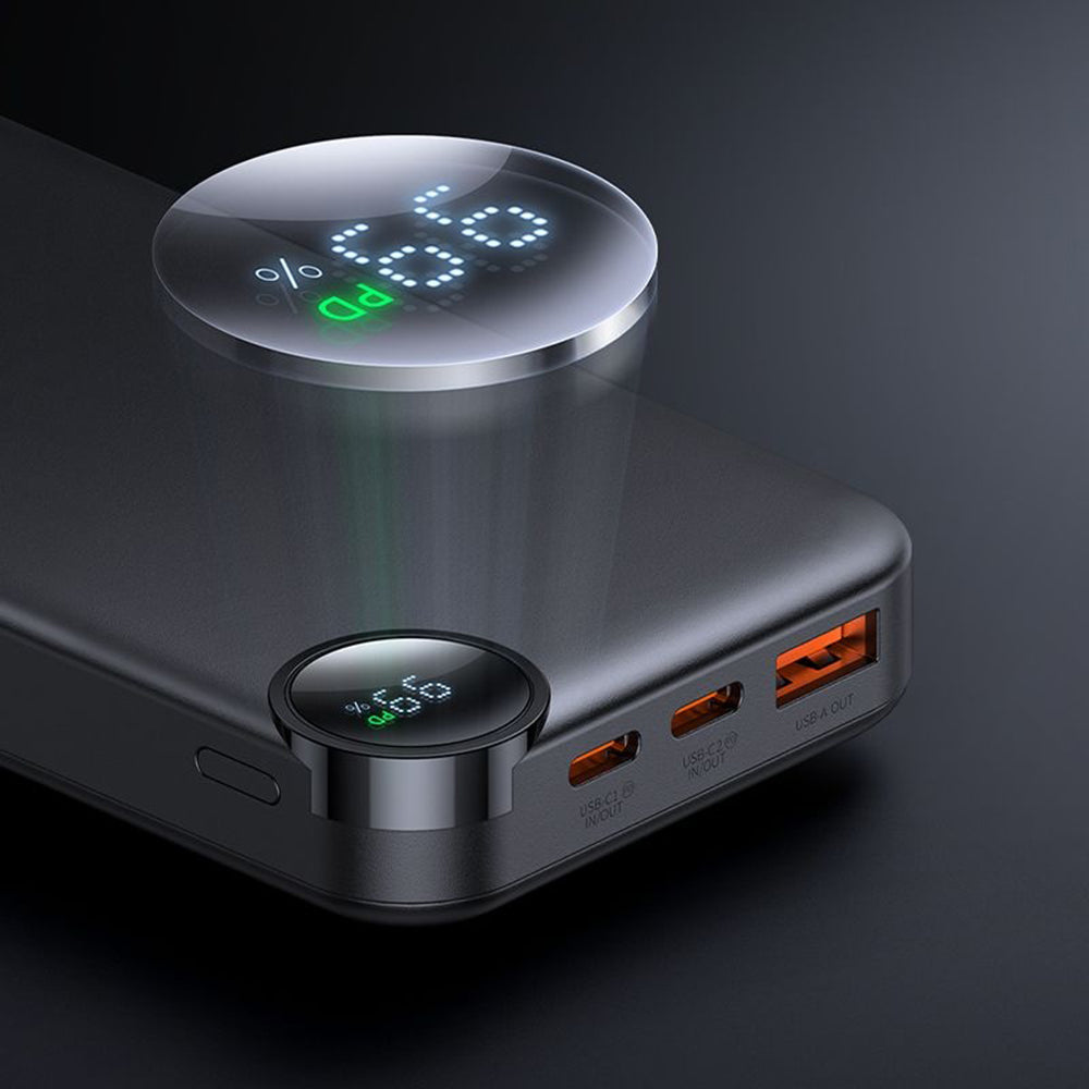 Batería Externa McDodo MC-3850 Display, 10000mAh, 30W, QC + PD, 1 x USB-A - 2 x USB-C, Negra