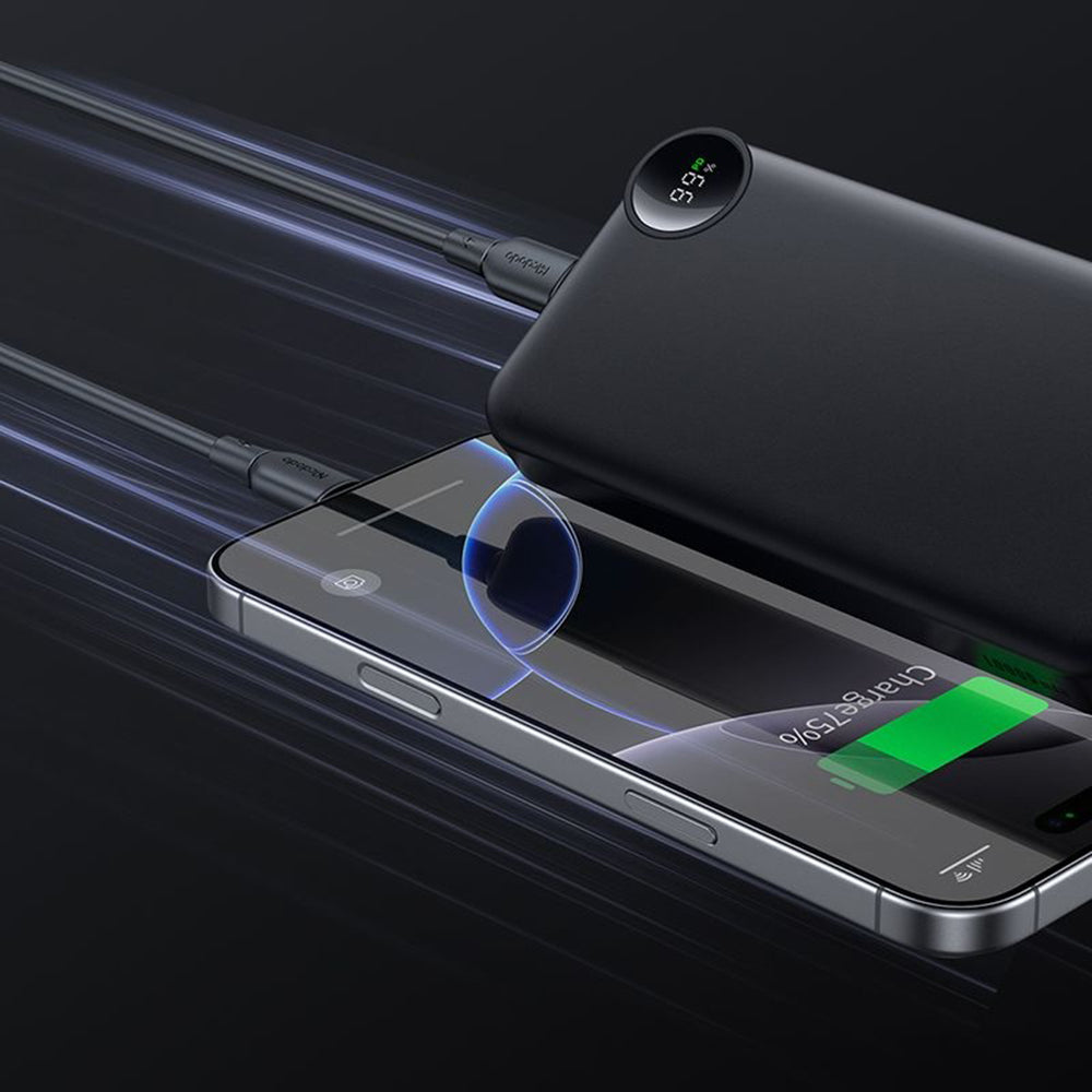 Batería Externa McDodo MC-3850 Display, 10000mAh, 30W, QC + PD, 1 x USB-A - 2 x USB-C, Negra