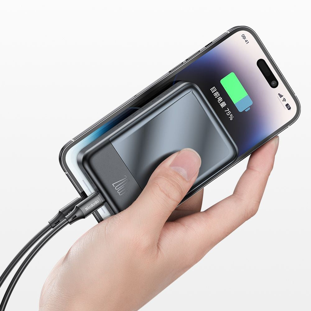 Batería Externa Inalámbrica McDodo MC-4261 Ambilight, 10000mAh, 20W, PD + FQI, 1 x QI - 1 x USB-C, Negra