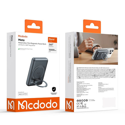 Batería Externa Inalámbrica McDodo MC-8371 Meta, 10000mAh, 20W, PD + FQI, 1 x QI - 1 x USB-C, Gris