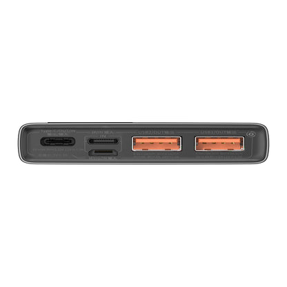 Batería externa Baseus Adaman, 10000mAh, 22.5W, QC + PD, 1 x USB-C - 2 x USB-A, Negro