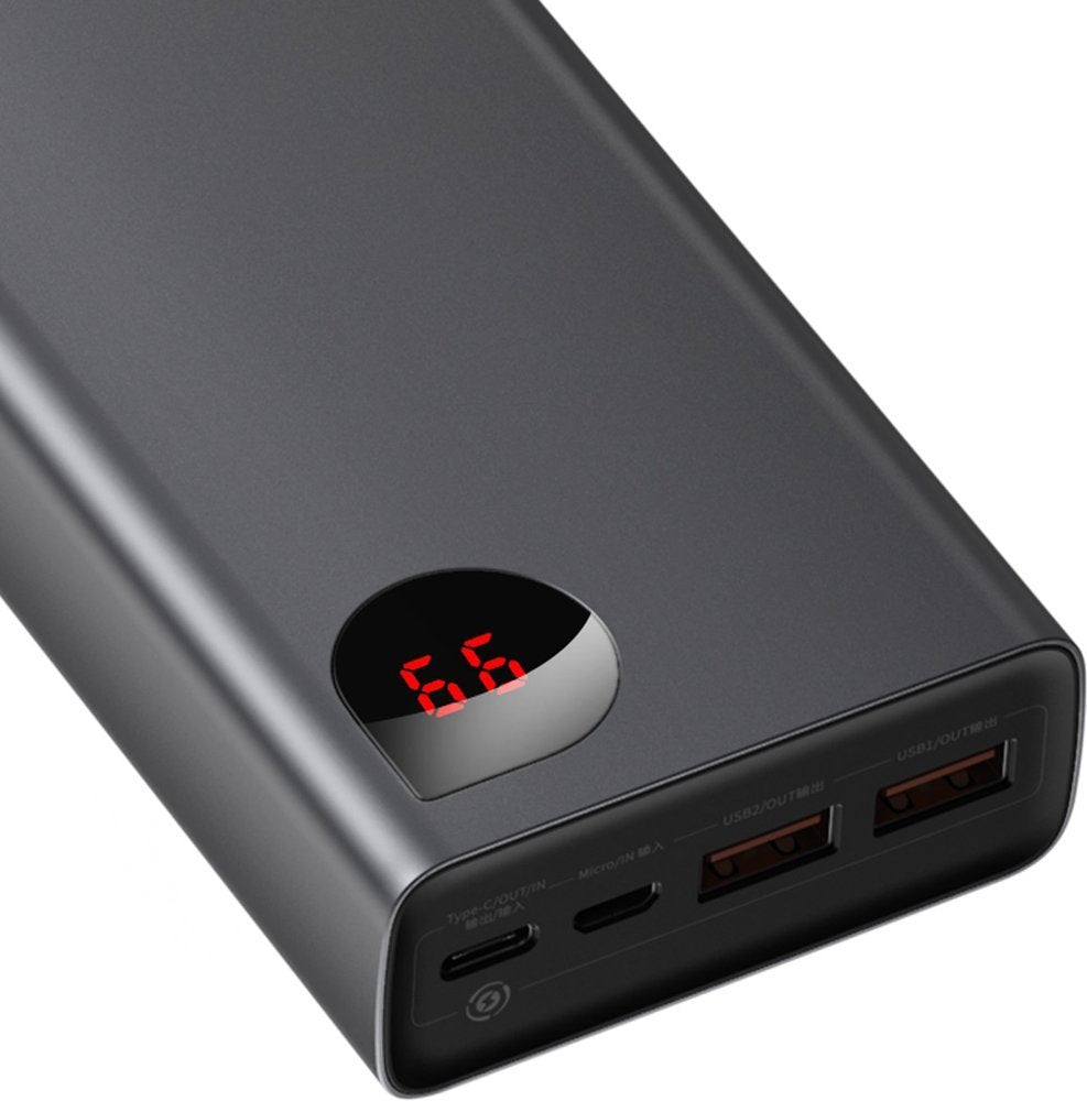 Batería externa Baseus Adaman, 20000mAh, 65W, QC + PD, 1 x USB-C - 2 x USB-C, Negro PPIMDA-D01 PPIMDA-D01 