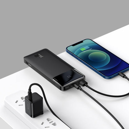 Batería externa Baseus Bipow, 10000mAh, 15W, 1 x USB-C - 2 x USB-A, Negro PPBD050001 