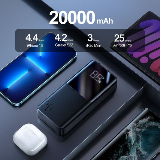 Batería Externa Joyroom, 20000mAh, 22.5W, QC + PD, 1 x USB-C - 2 x USB-A, Negra JR-QP192