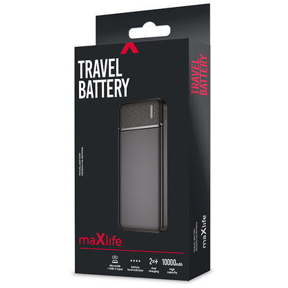 MaXlife MXPB-01 External Battery, 10000mAh, 12W, 2 x USB-A, Black