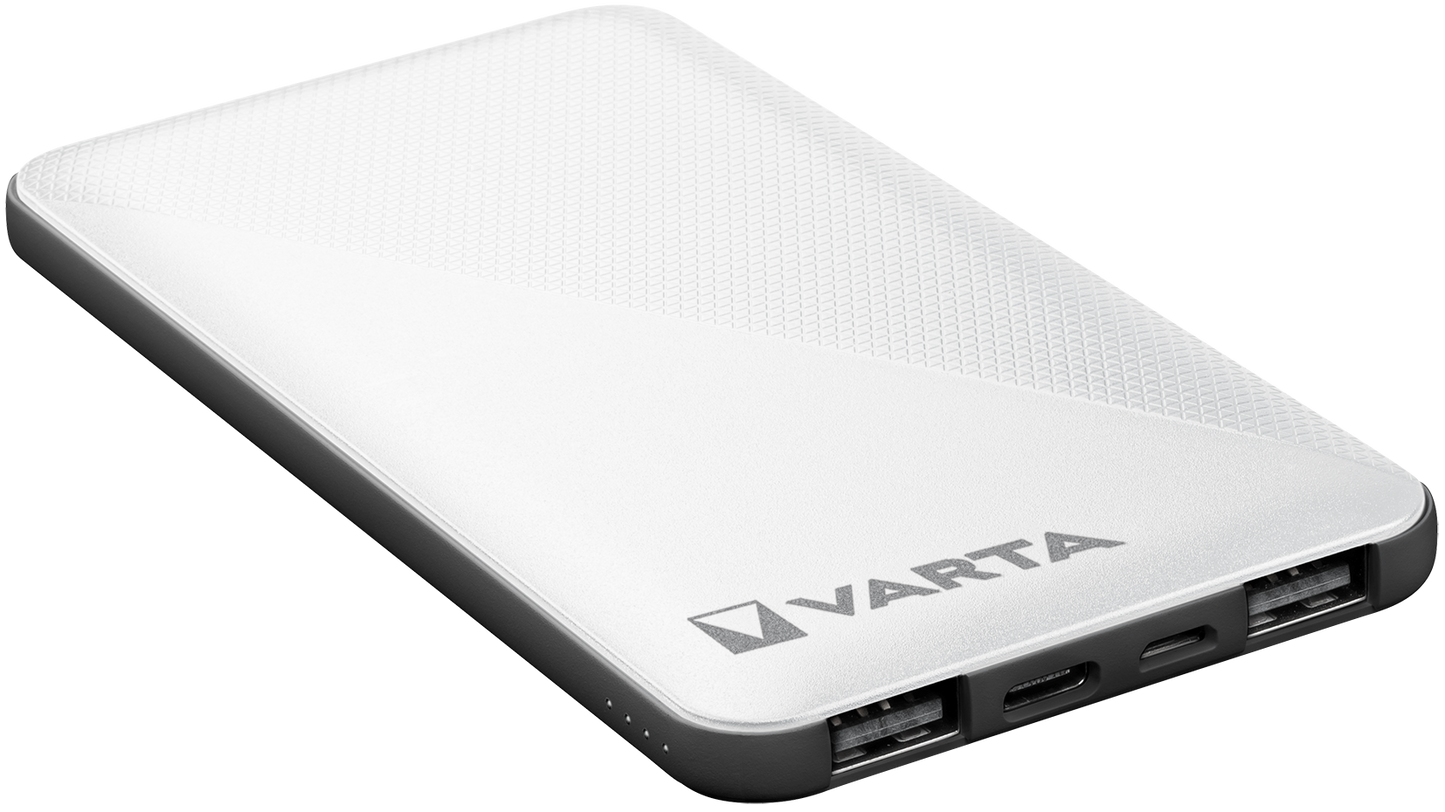 Batería externa Varta Energy, 5000mAh, 15W, 2 x USB-A - 1 x USB-C, Blanco