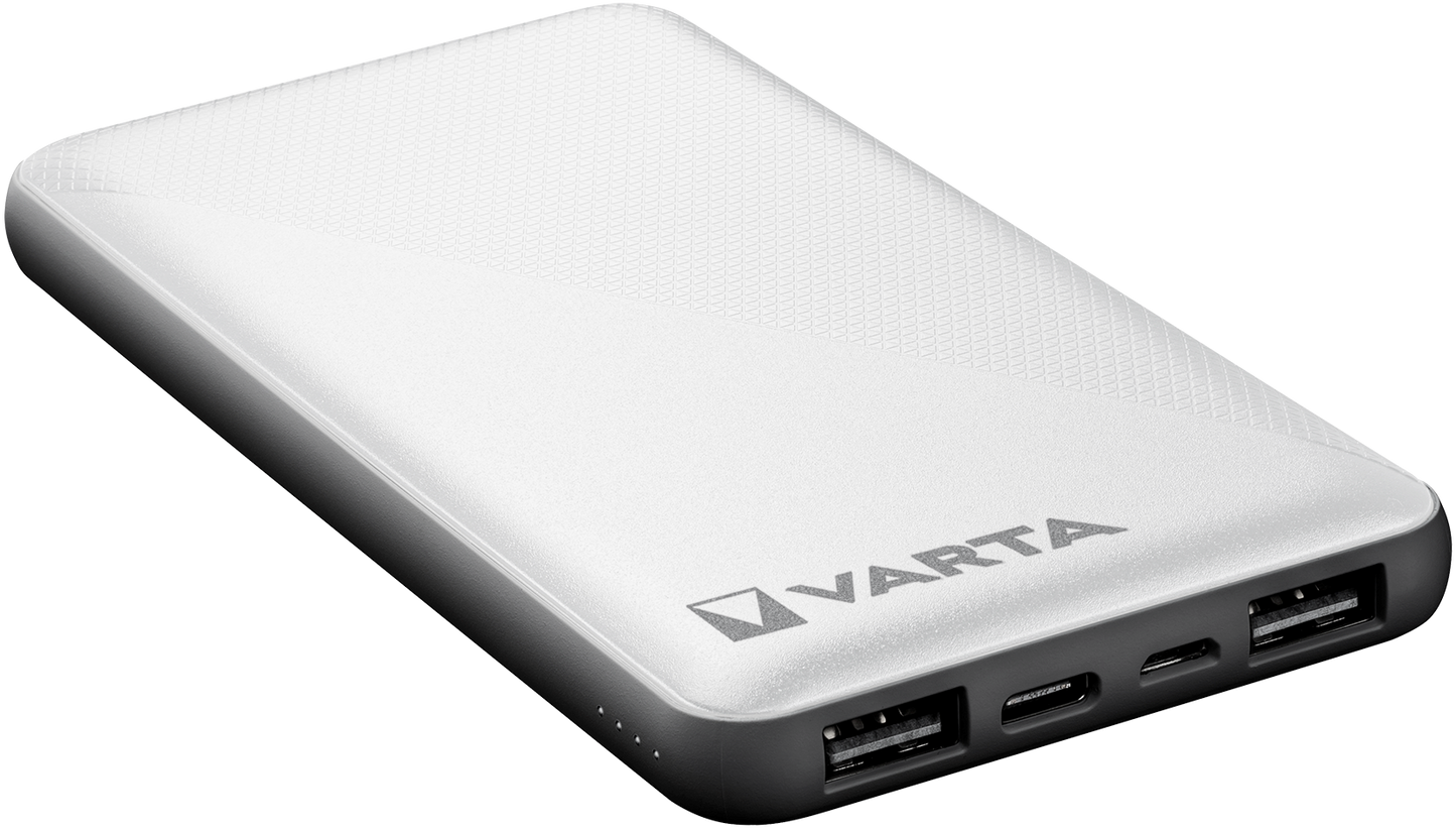 Batería externa Varta Energy, 10000mAh, 15W, 2 x USB-A - 1 x USB-C, Blanco