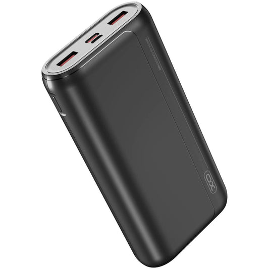 Batería Externa XO Design PR127, 20000mAh, 22.5W, QC + PD, 1 x USB-C - 2 x USB-A, Negra