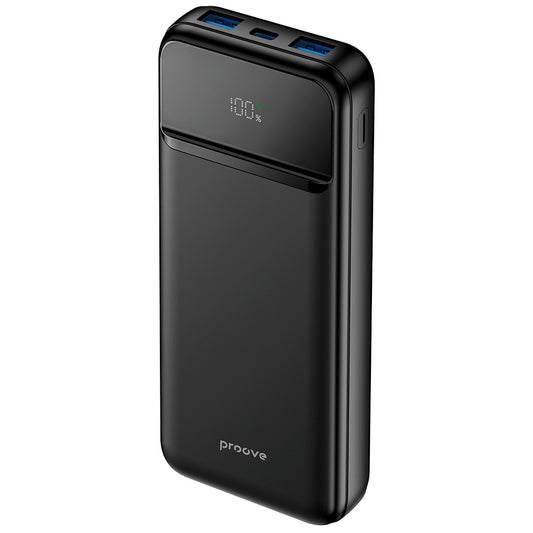 Proove Illuminator 2 External Battery, 10000mAh, 22.5W, QC + PD, 2 x USB-A - 1 x USB-C, Black PBIP10212201