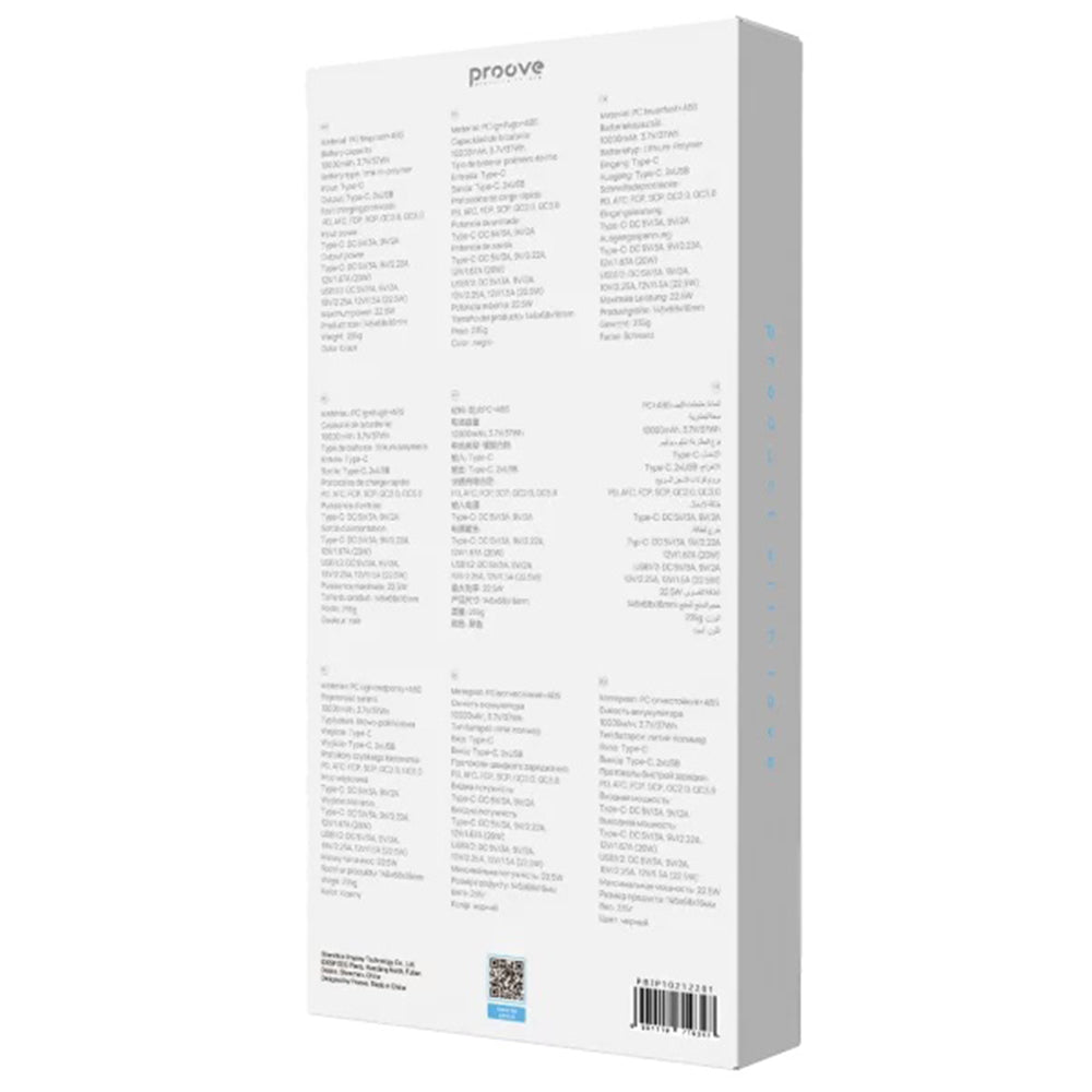 Batería Externa Proove Illuminator 2, 10000mAh, 22.5W, QC + PD, 2 x USB-A - 1 x USB-C, Negra PBIP10212201