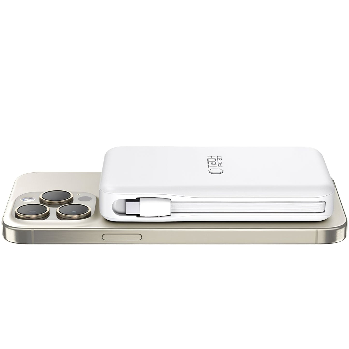 Batería externa inalámbrica Tech-Protect PB31 LifeMag, 10000mAh, 15W, FQI, 1 x Lightning - 1 x QI - 1 x USB-A - 1 x USB-C, Blanco