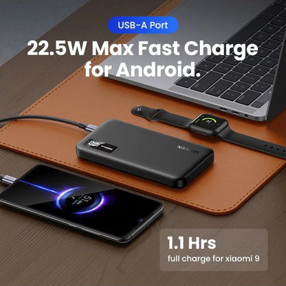 Batería Externa UGREEN PB311, 10000mAh, 22.5W, QC + PD, 1 x USB-C - 2 x USB-A, Negra