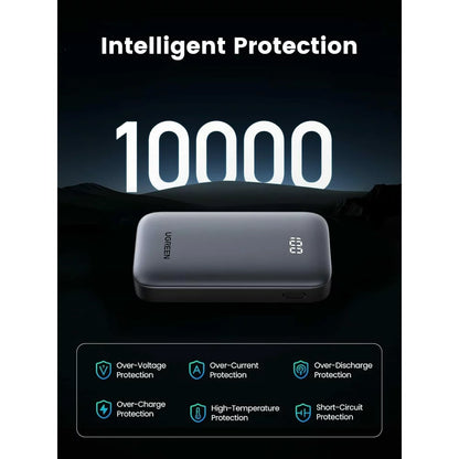 Batería Externa UGREEN PB502, 10000mAh, 30W, QC + PD, 1 x USB-A - 1 x USB-C, Gris