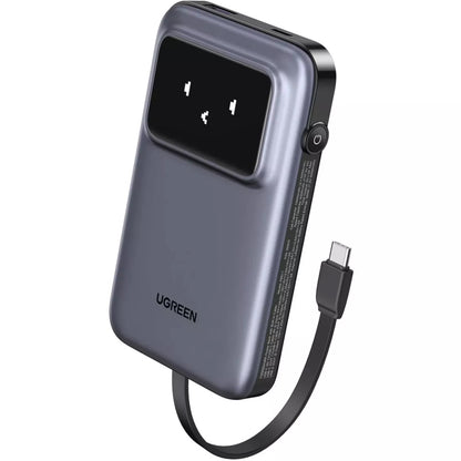 Batería Externa UGREEN PB511 Uno, 10000mAh, 30W, QC + PD, 1 x USB-A - 2 x USB-C, Gris