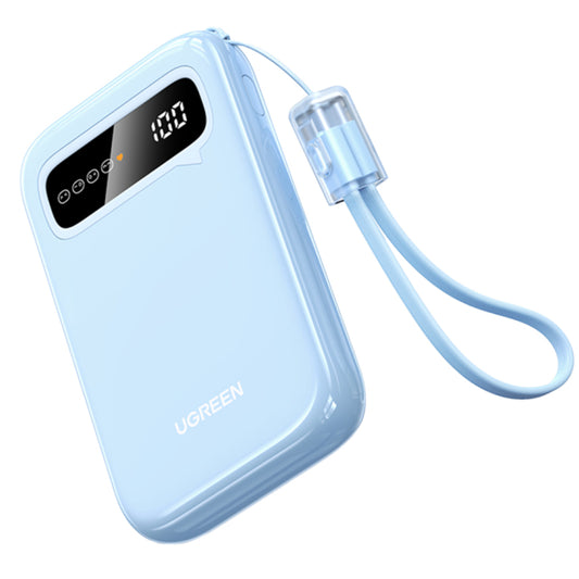 Batería Externa UGREEN PB522, 10000mAh, 20W, QC + PD, 1 x USB-A - 1 x USB-C, Azul