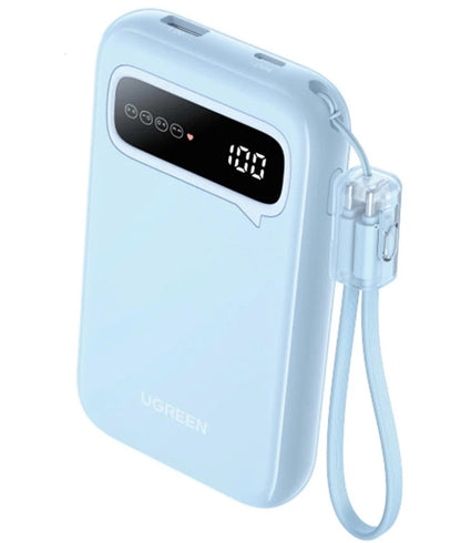 Batería Externa UGREEN PB522, 10000mAh, 20W, QC + PD, 1 x USB-A - 1 x USB-C, Azul