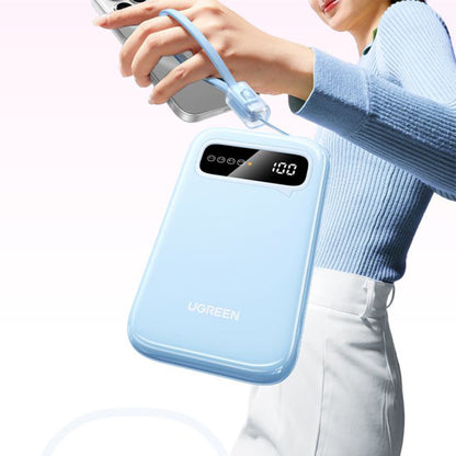 Batería Externa UGREEN PB522, 10000mAh, 20W, QC + PD, 1 x USB-A - 1 x USB-C, Azul