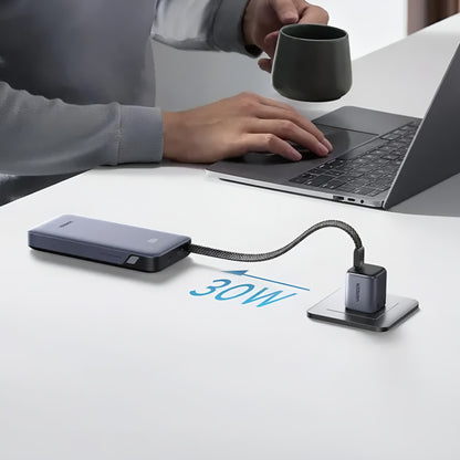 Batería Externa UGREEN PB528 (55985B), 20000mAh, 30W, QC + PD, 1 x USB-A - 3 x USB-C, Gris