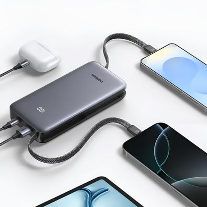 Batería Externa UGREEN PB528 (55985B), 20000mAh, 30W, QC + PD, 1 x USB-A - 3 x USB-C, Gris