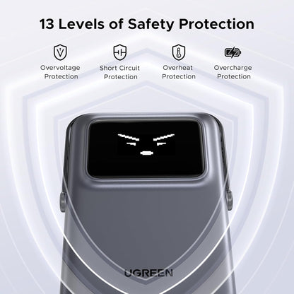 Batería Externa Inalámbrica UGREEN PB572 Uno, 10000mAh, 20W, PD + FQI, 1 x QI - 1 x USB-C, Gris