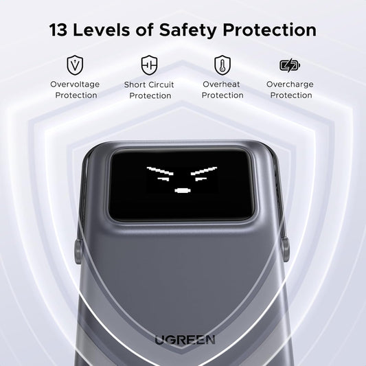 Batería Externa Inalámbrica UGREEN PB572 Uno, 10000mAh, 20W, PD + FQI, 1 x QI - 1 x USB-C, Gris