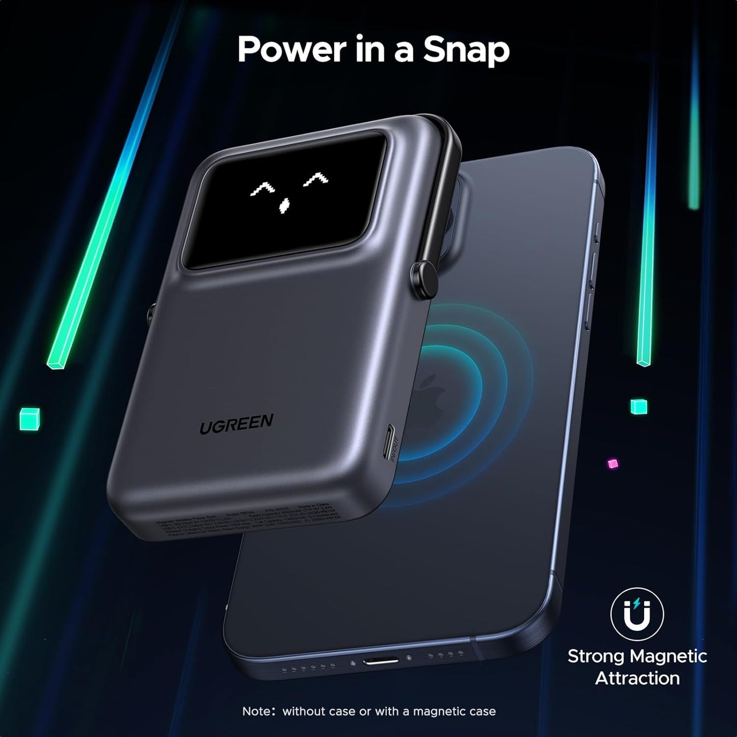 Batería Externa Inalámbrica UGREEN PB572 Uno, 10000mAh, 20W, PD + FQI, 1 x QI - 1 x USB-C, Gris