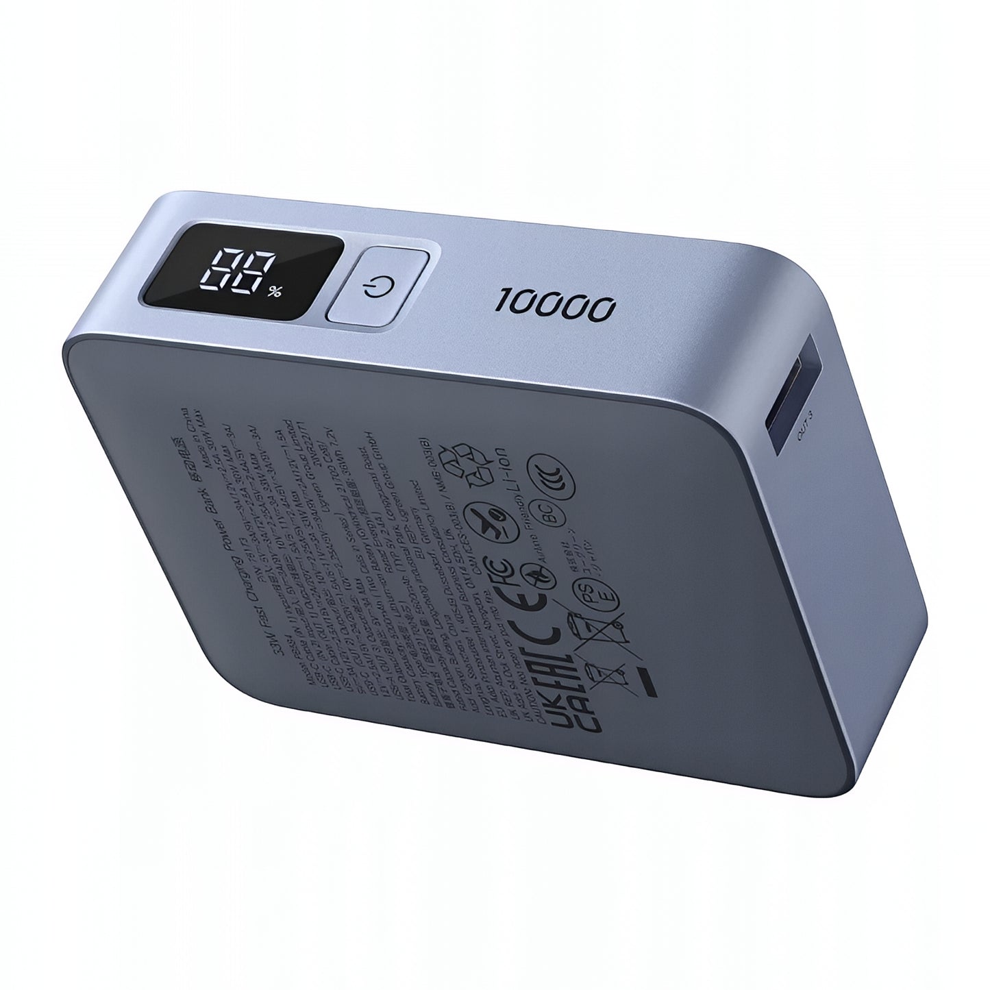 Batería Externa UGREEN PB584 (75173B), 10000mAh, 33W, QC + PD, 1 x USB-A - 2 x USB-C, Azul