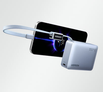 Batería Externa UGREEN PB584 (75173B), 10000mAh, 33W, QC + PD, 1 x USB-A - 2 x USB-C, Azul