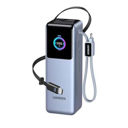 Batería Externa UGREEN PB728 (75702B), 25000mAh, 200W, QC + PD, 1 x USB-A - 3 x USB-C, Gris