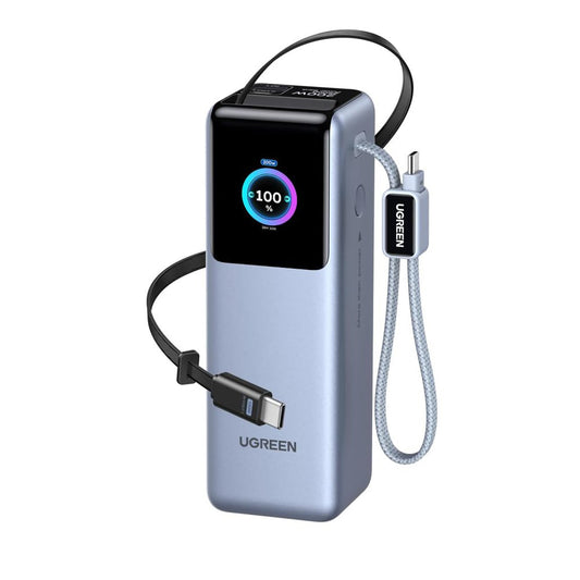 Batería Externa UGREEN PB728 (75702B), 25000mAh, 200W, QC + PD, 1 x USB-A - 3 x USB-C, Gris